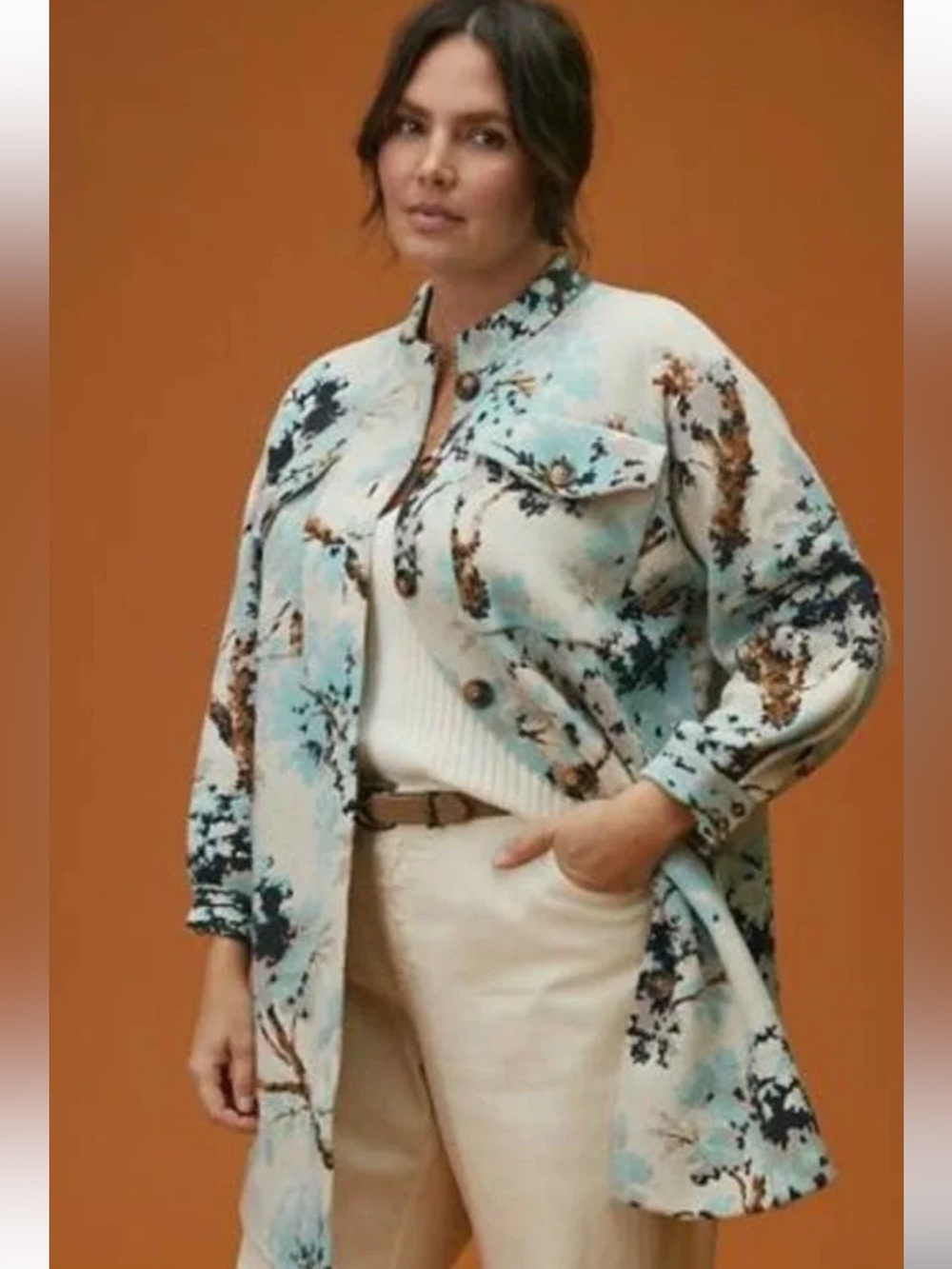 Anthropologie FIELD FLOWER wool sweater jacket cardigan coat PLUS SIZE 1x